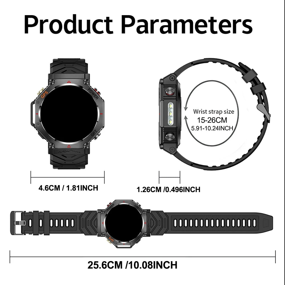 SENBONO KC91 GPS Outdoor Sports Smart Watch Men 3ATM Waterproof Altitude Pressure 530mAh Large Battery Compass GPS Function