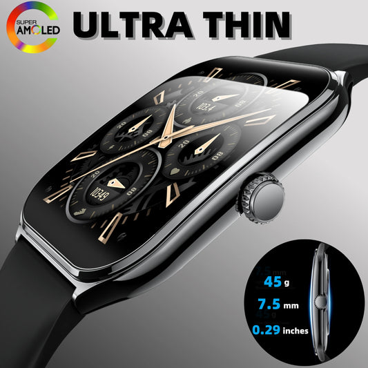 MT61 Ultra-slim 7.5mm Smart Watch 1.96 Inch Curved AMOLED Square Big Screen Fitcloudpro App Bt Call Rotate Button Smartwatch