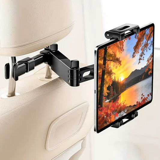 Car Headrest Tablet Mount Holder Compatible for, Tablet & Smartphone up to 13” with 360° Rotating Arm & Extendable Bracket, Anti-Shake Clamp Base, Adjustable Headrest Mount for Backseat Entertainment for Car, Trucks, SUVs