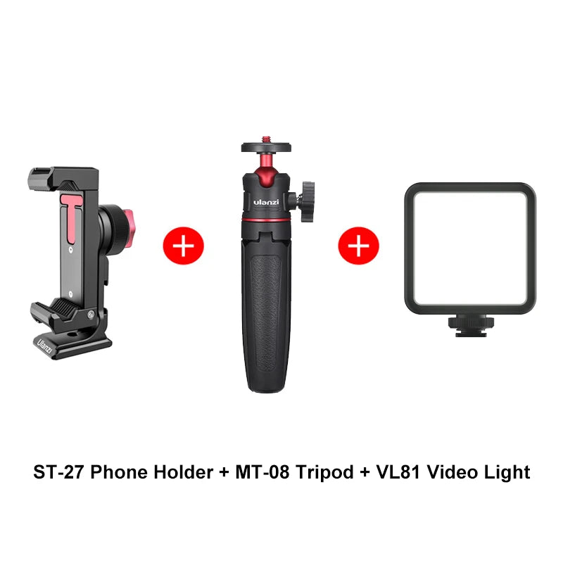 Ulanzi ST-27 Metal Phone Holder Clamp With Cold Shoe Arca Rotatable Tripod Mount Clip for TikTok Vlog Photography