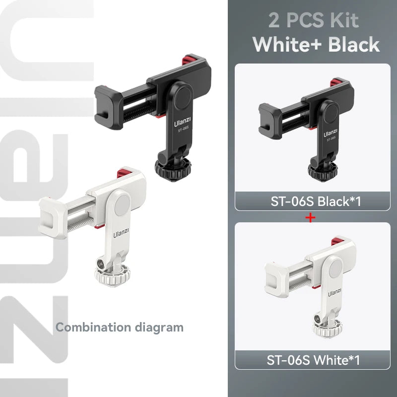 Ulanzi ST-06S Phone Holder Mount Clamp Clip Horizontal and Vertical Shooting for Smartphone Cold Shoe Mount Video Light Mic