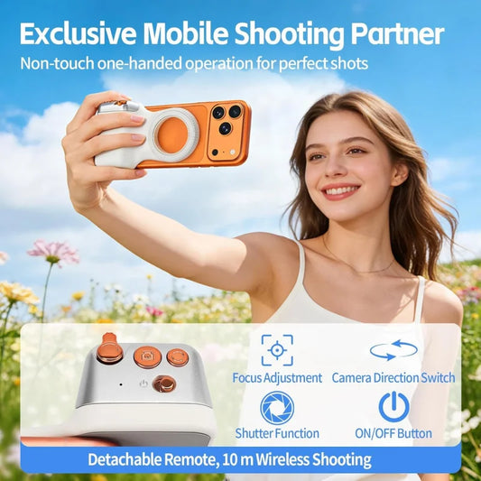 Magnetic Smartphone Camera Grip Wireless Shutter Universal Photo Stand Selfie Handle for iPhone Android Vlog
