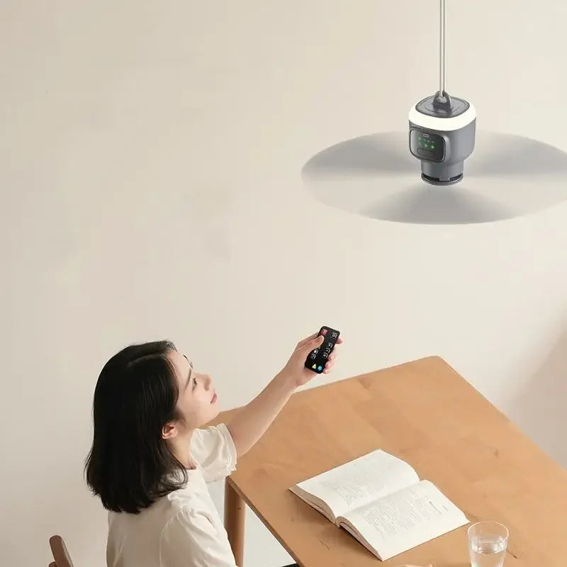 Large Size Remote Control Ceiling Fan 16 Inch USB Wireless Cooling Fan 12000mAh Portable LED Night Light Camping Fan Plus Size Ceiling Fan