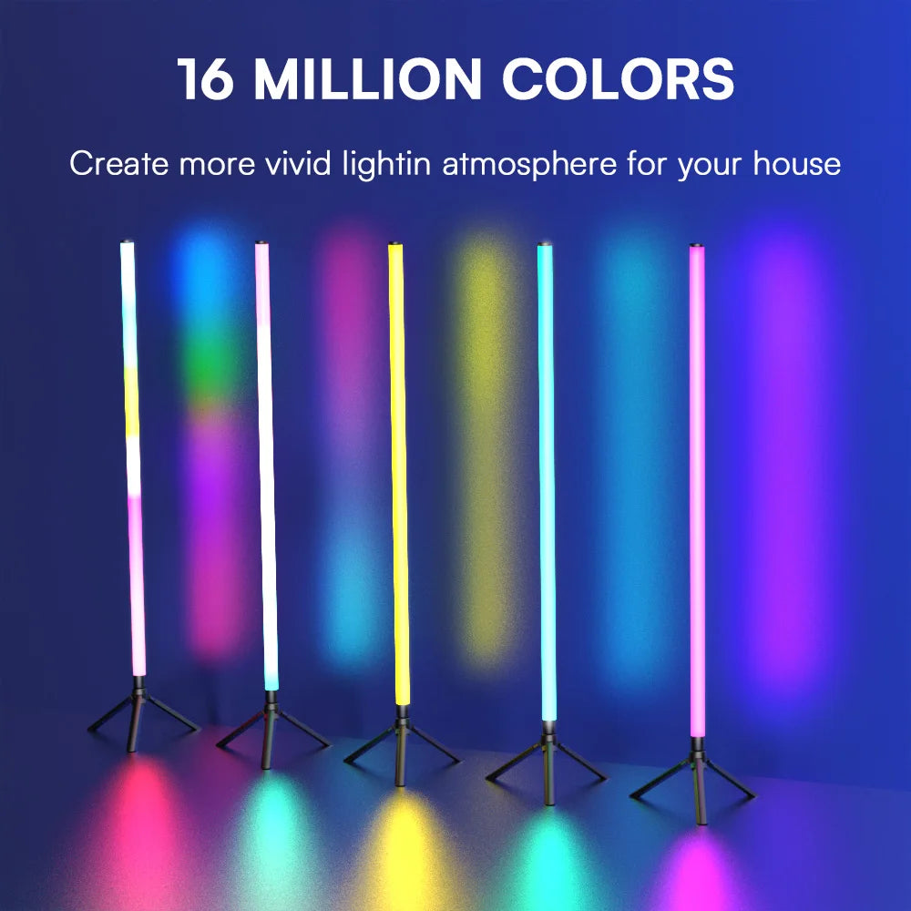 LED RGB Floor Lamp,Smart Corner Standing Lamp with Music Sync,Game Light for Bedroom, Living Room,Gaming Room,Office
