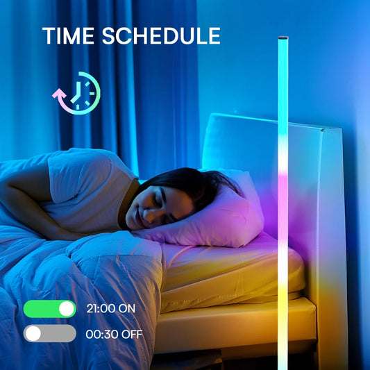 LED RGB Floor Lamp,Smart Corner Standing Lamp with Music Sync,Game Light for Bedroom, Living Room,Gaming Room,Office