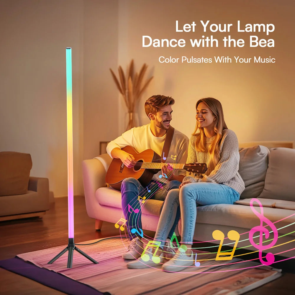 LED RGB Floor Lamp,Smart Corner Standing Lamp with Music Sync,Game Light for Bedroom, Living Room,Gaming Room,Office