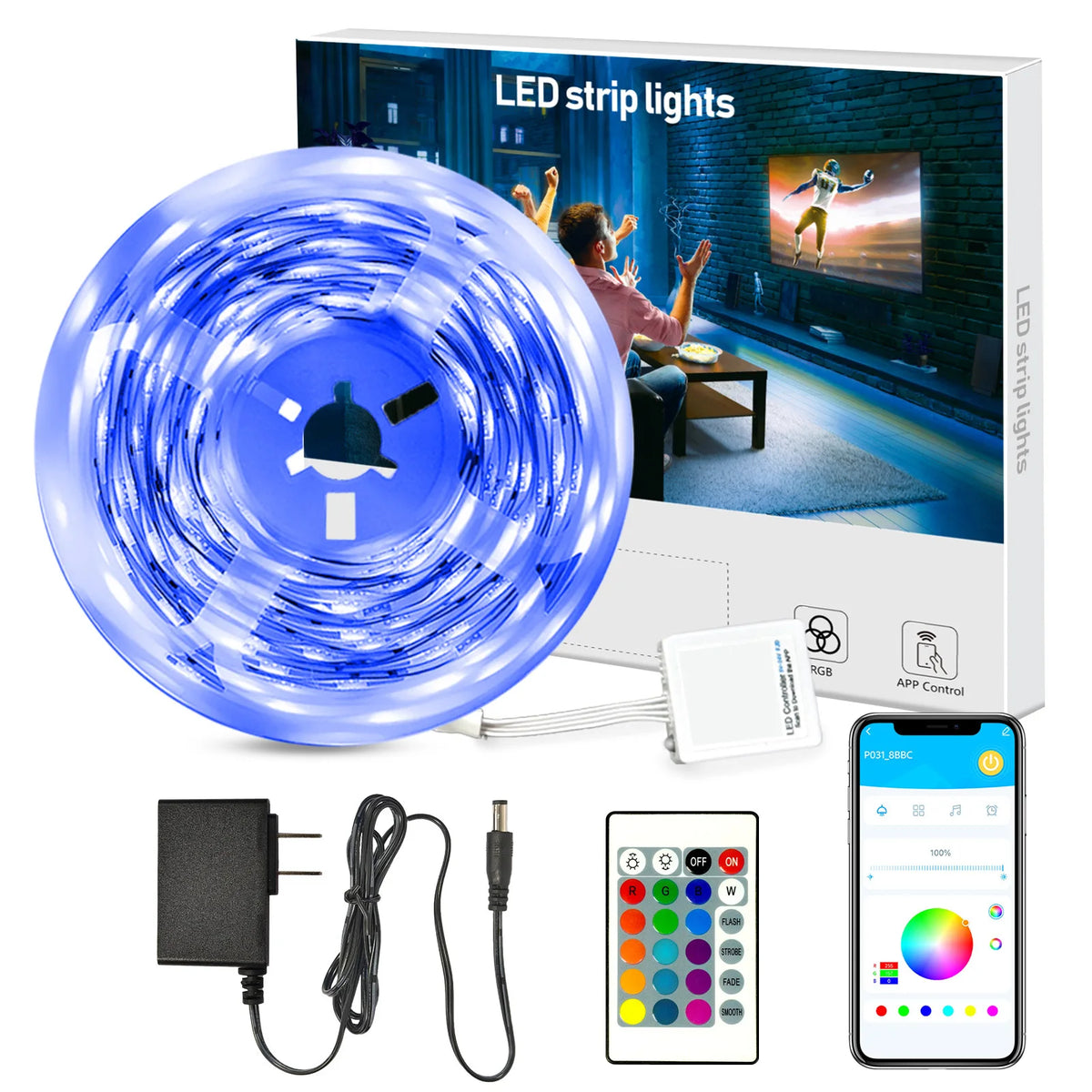 100ft 24V-12D-30M Meter 2835RGB Red Green Blue Colour Daybetter App Control Smart LED Strip Light for Home Bedroom