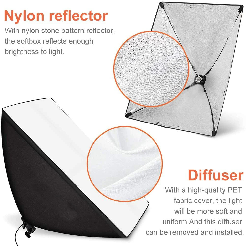 Photographic Equipment Photo Studio Photography Soft Box Kit With Triopod Video 50x70cm Softbox Photo Box With Lamp Holder E27