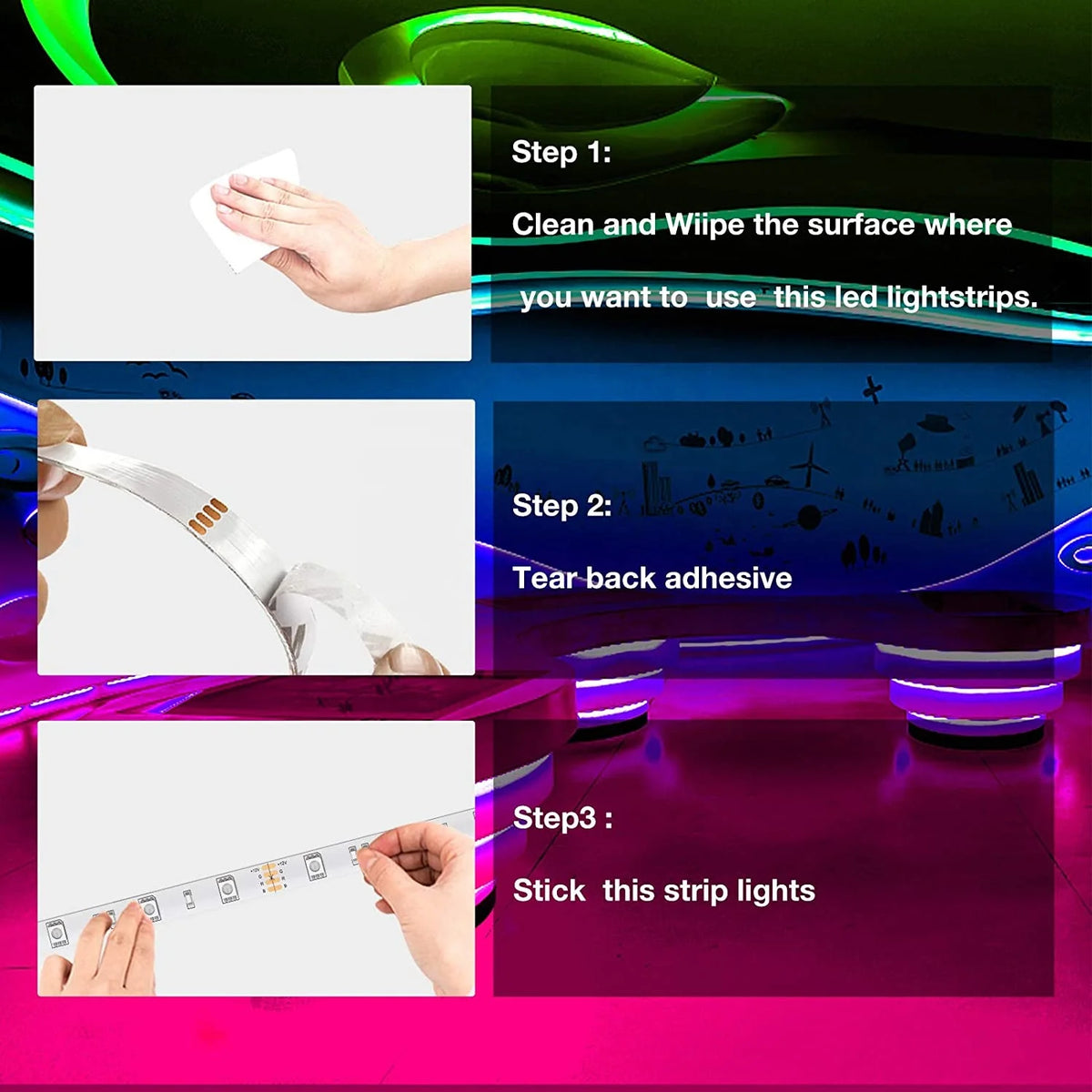 30m 24V IP20 2835 Multi-color RGB Led Strip Light with for Smart APP Control 44keys Remote Copper Flex Ribbon