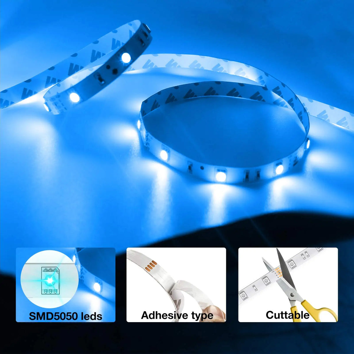 30m 24V IP20 2835 Multi-color RGB Led Strip Light with for Smart APP Control 44keys Remote Copper Flex Ribbon