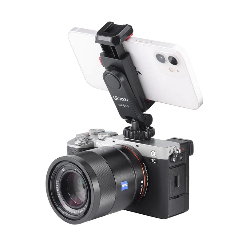 Ulanzi ST-06S Phone Holder Mount Clamp Clip Horizontal and Vertical Shooting for Smartphone Cold Shoe Mount Video Light Mic
