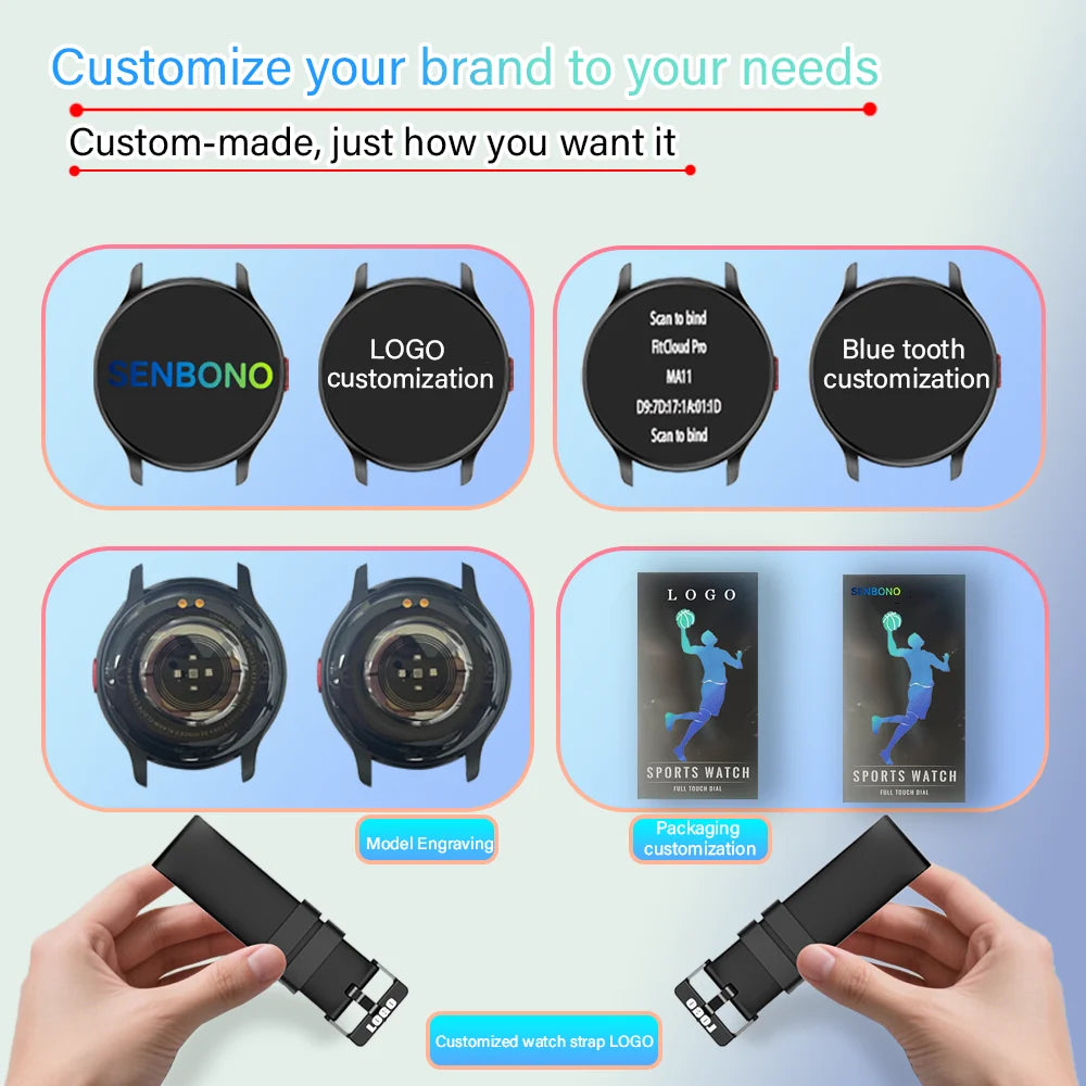 SENBONO V75 Metal Body  Compass for Call Message Push Deep Waterproof Heart Rate Fitness Tracker Adventure Answer Call