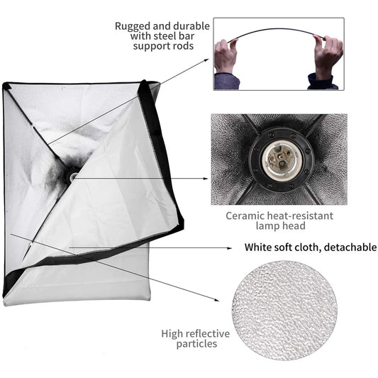 Photographic Equipment Photo Studio Photography Soft Box Kit With Triopod Video 50x70cm Softbox Photo Box With Lamp Holder E27