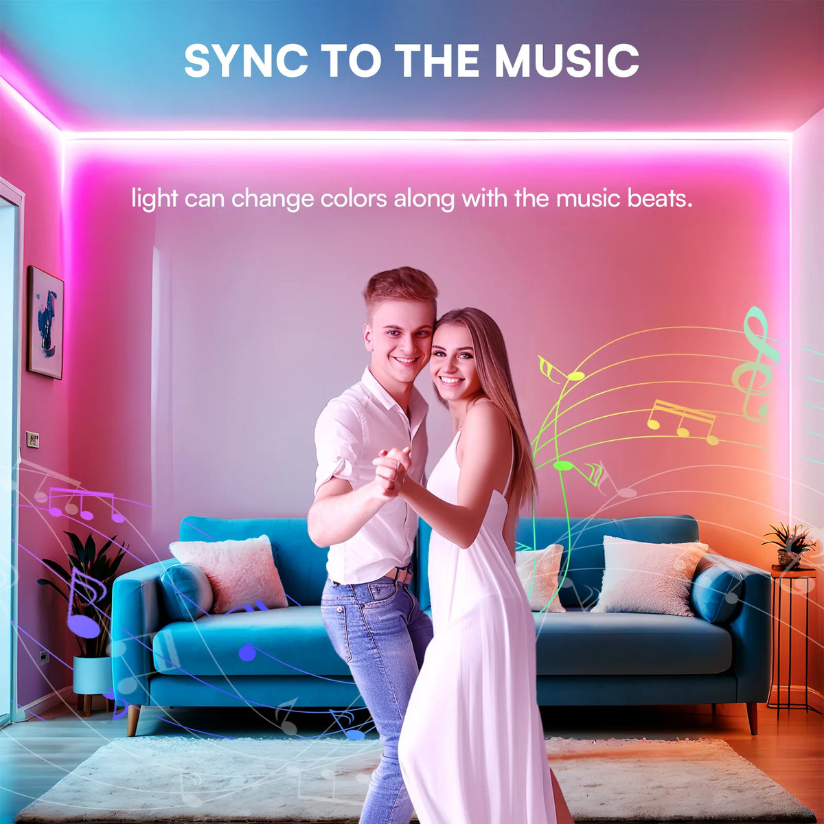 65.6FT RGB LED Light Strip for Daybetter APP Control Copper Body for Bedroom Home Party Christmas Decorations Synchronized Music
