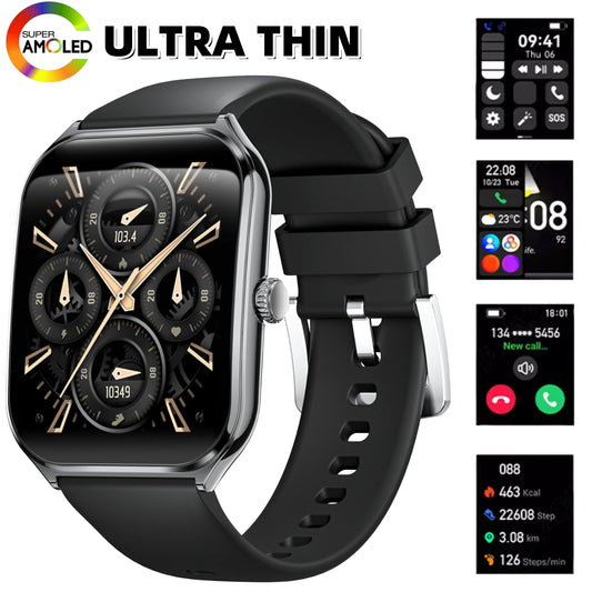 MT61 Ultra-slim 7.5mm Smart Watch 1.96 Inch Curved AMOLED Square Big Screen Fitcloudpro App Bt Call Rotate Button Smartwatch