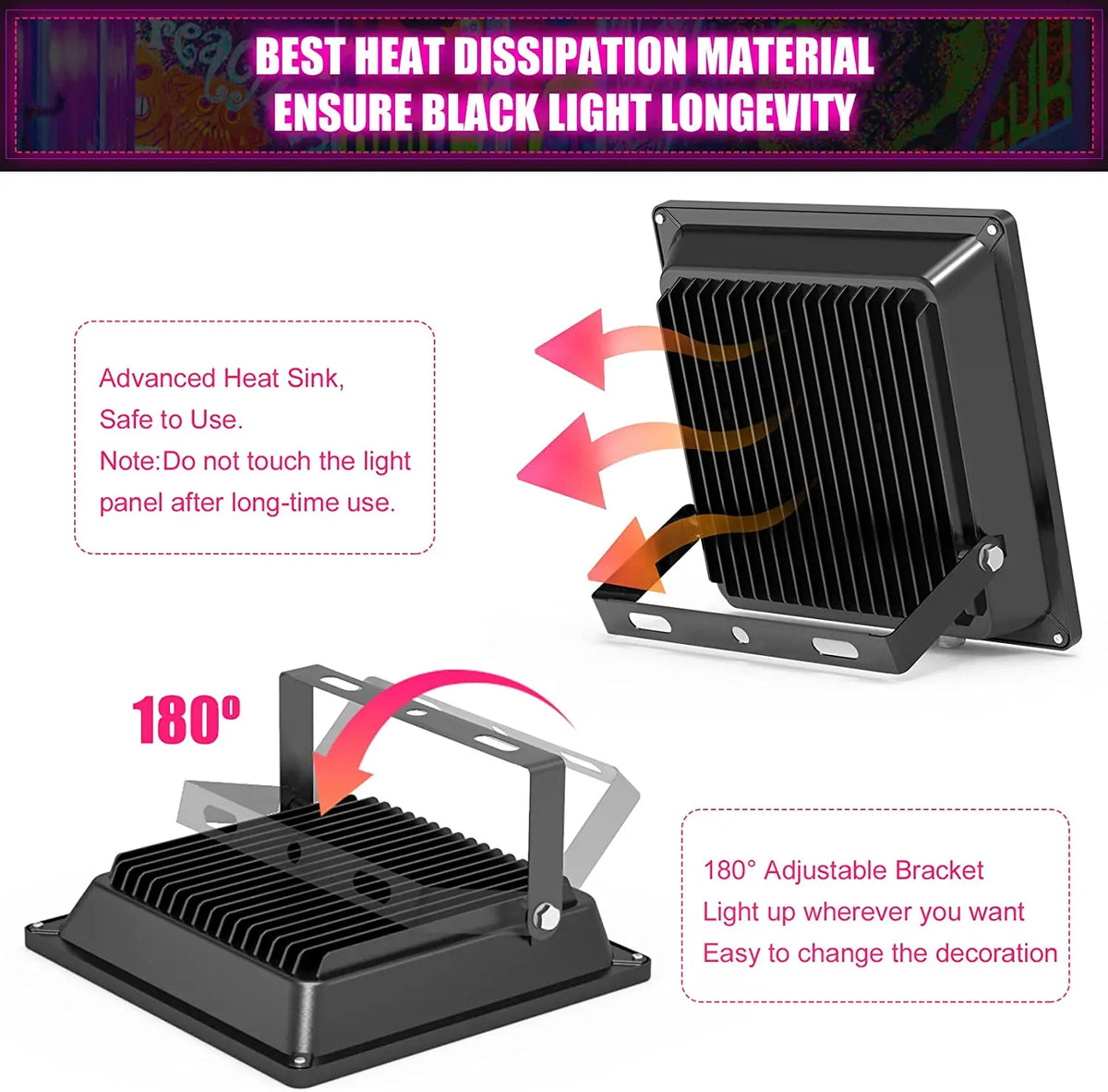 LED BLACK LIGHT Us Stock 150w 100w Led Flashing Stage Lights for Backyard Weeding Dj Nightclub House Disco Bar Party