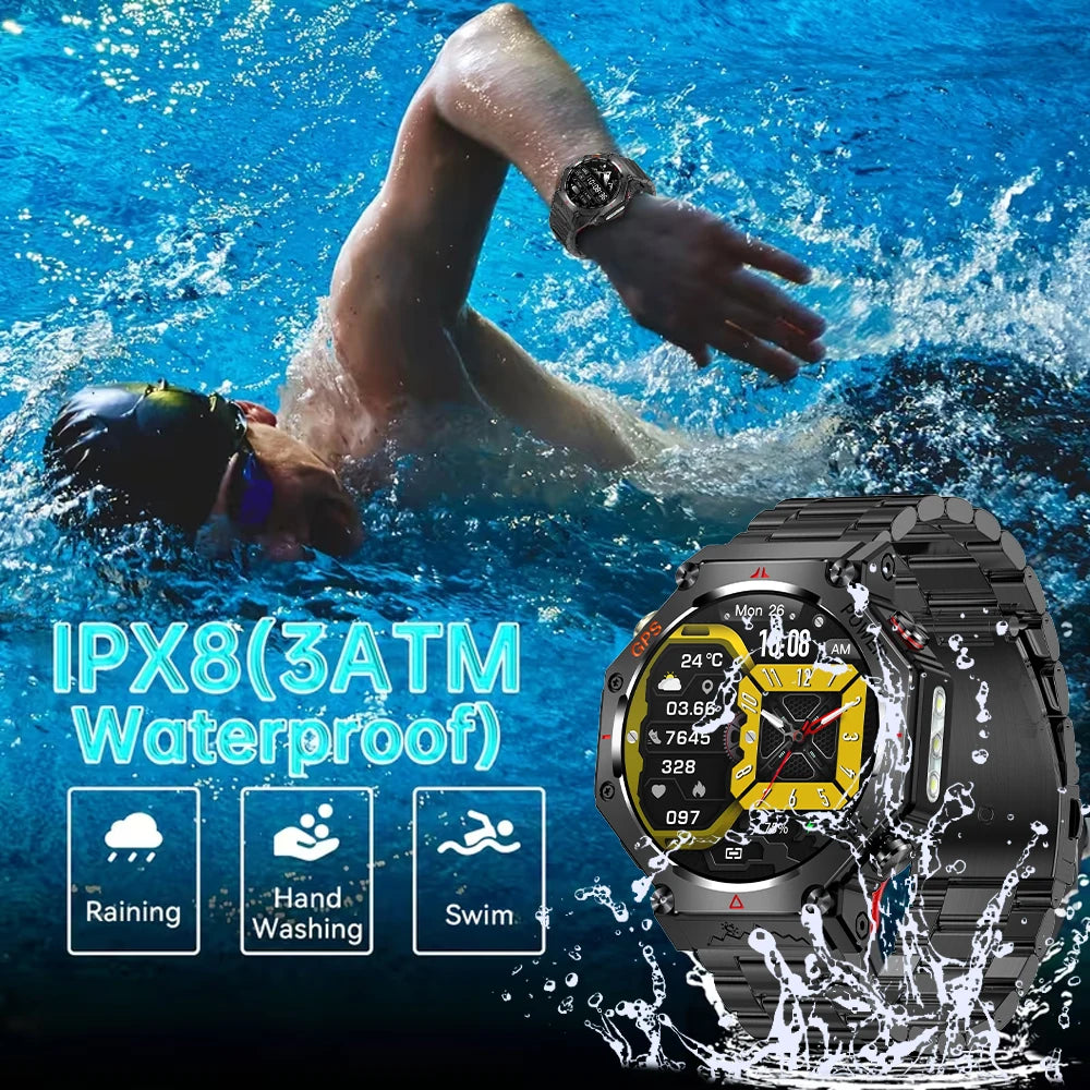 SENBONO KC91 Smartwatch Built-in GPS GPT Multiple Exercise Mode  Flashlight 3ATM Water Resistance Men's Fitness Smartwatch