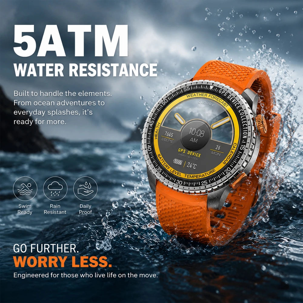 SENBONO MAX88 Men's Smartwatch: 1.43-inch Full Touchscreen, GPS, Compass, Multi-Sport Modes Multifunctional Round Smartwatch