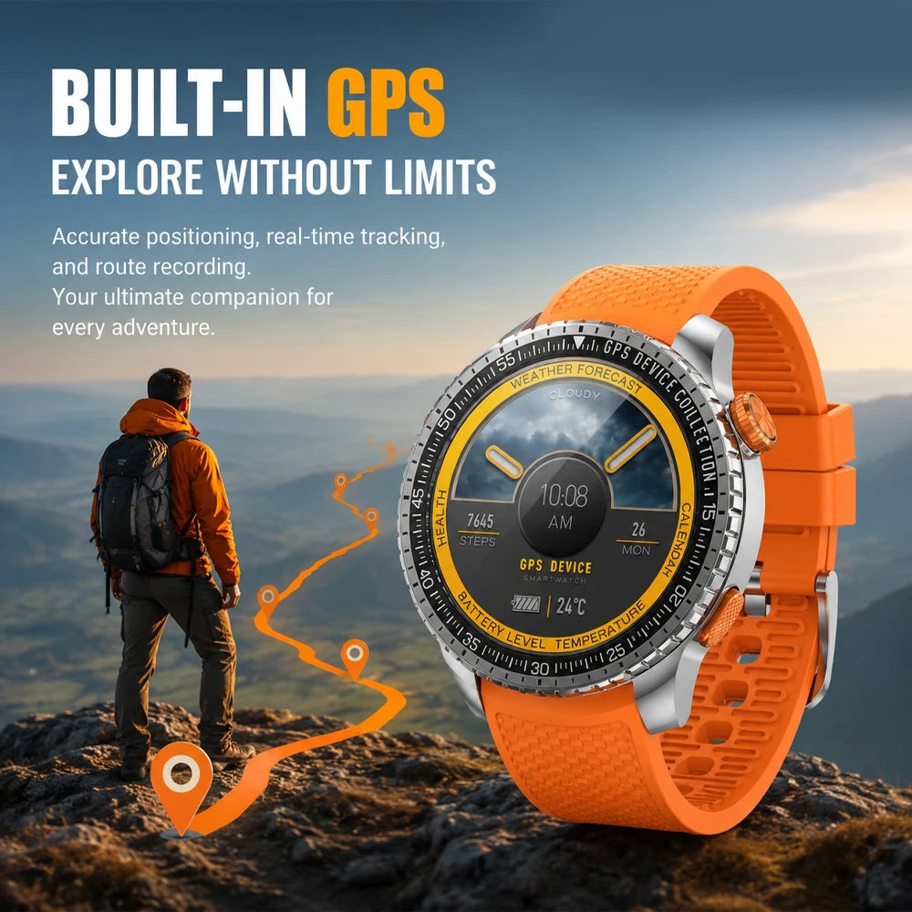 SENBONO MAX88 Men's Smartwatch: 1.43-inch Full Touchscreen, GPS, Compass, Multi-Sport Modes Multifunctional Round Smartwatch
