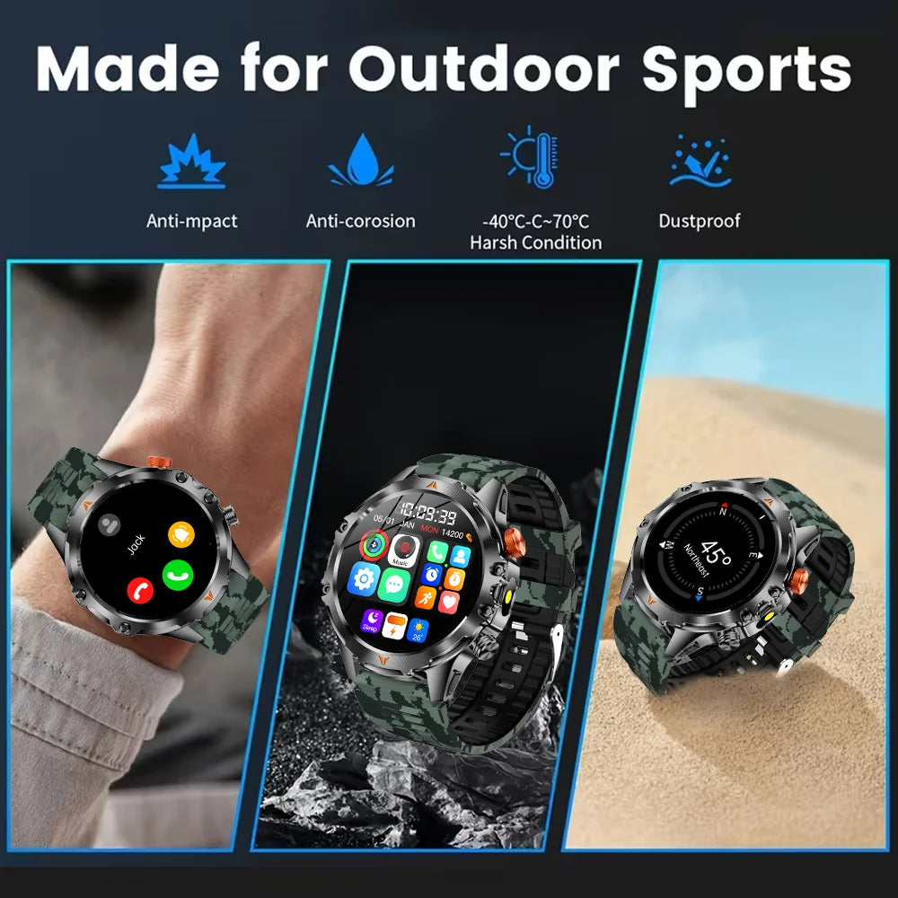 SENBONO V75 Smartwatch with Compass 1000mAh Large Battery Heart Rate Sleep Monitoring IP68 Waterproof Outdoor Smartwatch for Men