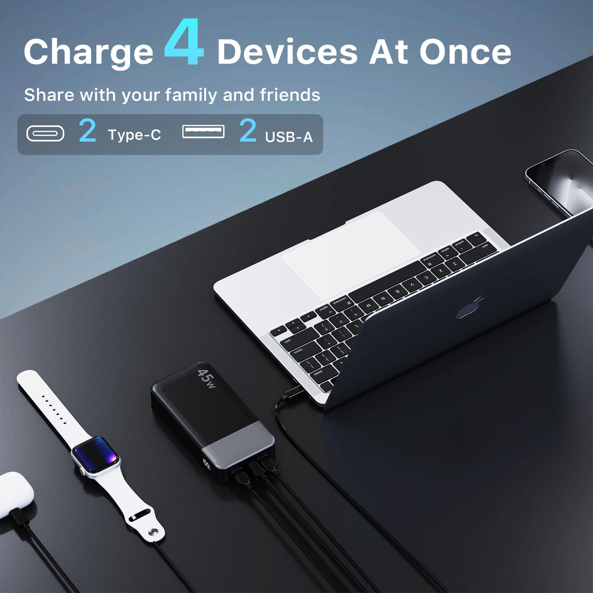 45W 20000mAh Portable Charger, Power Bank Fast Charging, Battery Pack with C to C Cable, Battery Bank with Digital Display for Phone Android Laptop
