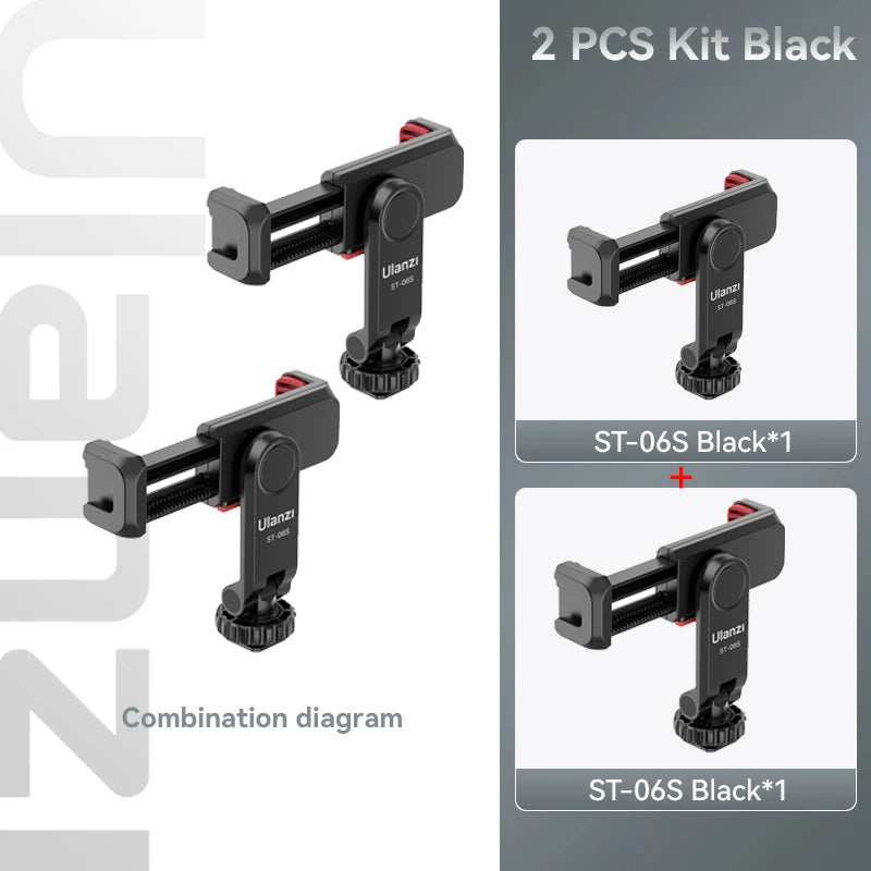 Ulanzi ST-06S Phone Holder Mount Clamp Clip Horizontal and Vertical Shooting for Smartphone Cold Shoe Mount Video Light Mic