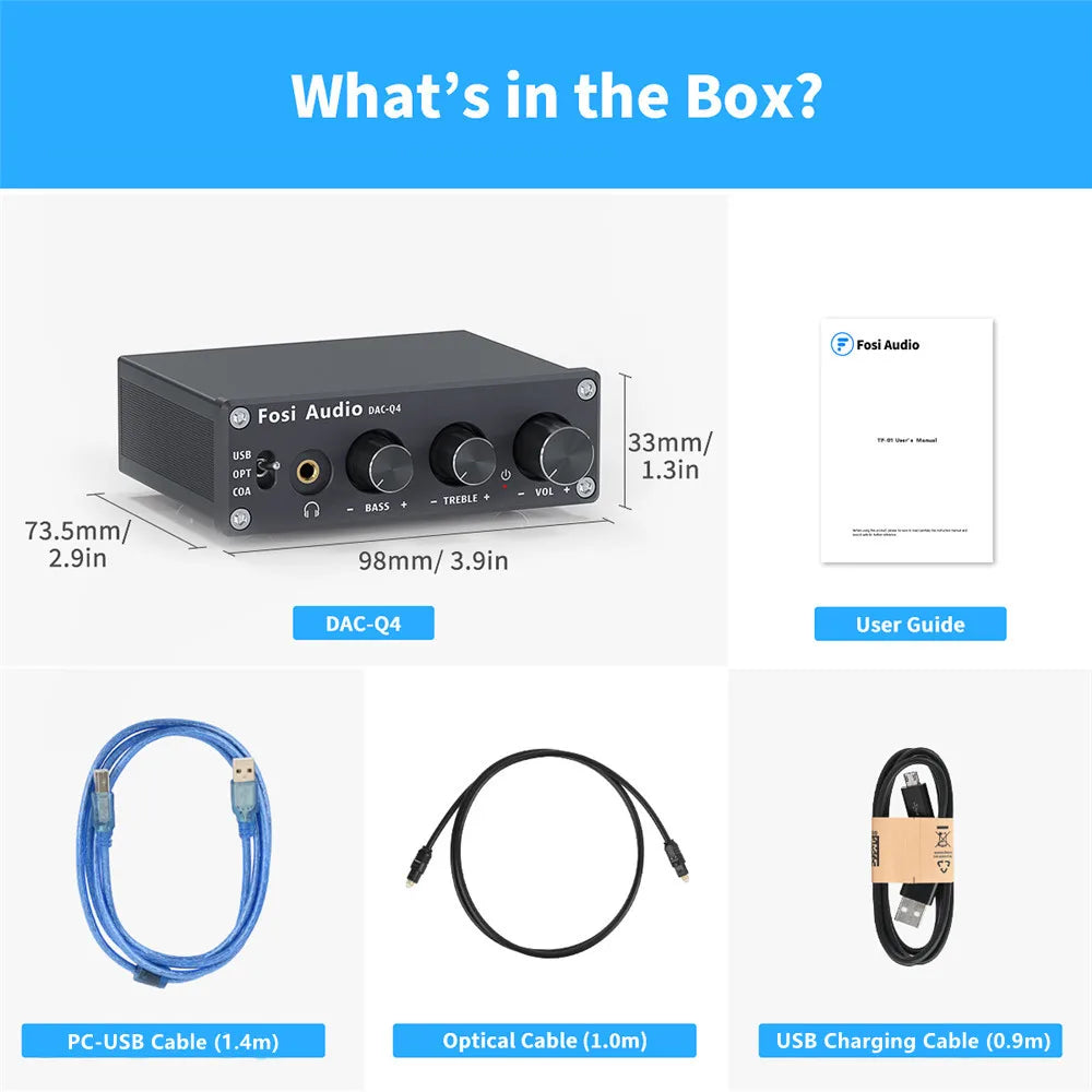 Fosi Audio Mini Stereo USB Gaming DAC Headphone Amplifier Audio Converter Adapter for Home/Desktop Powered/Active Speakers