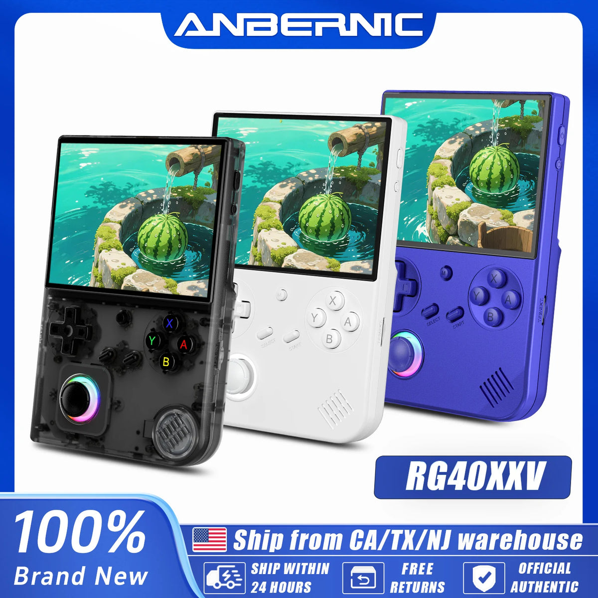 ANBERNIC RG40XX V Retro Handheld Game Console 4'' IPS Screen 64GB Preloaded Games 4753+ Linux System 5G WiFi HDMI Bluetooth 4.2 RGB Lighting Portable Gaming