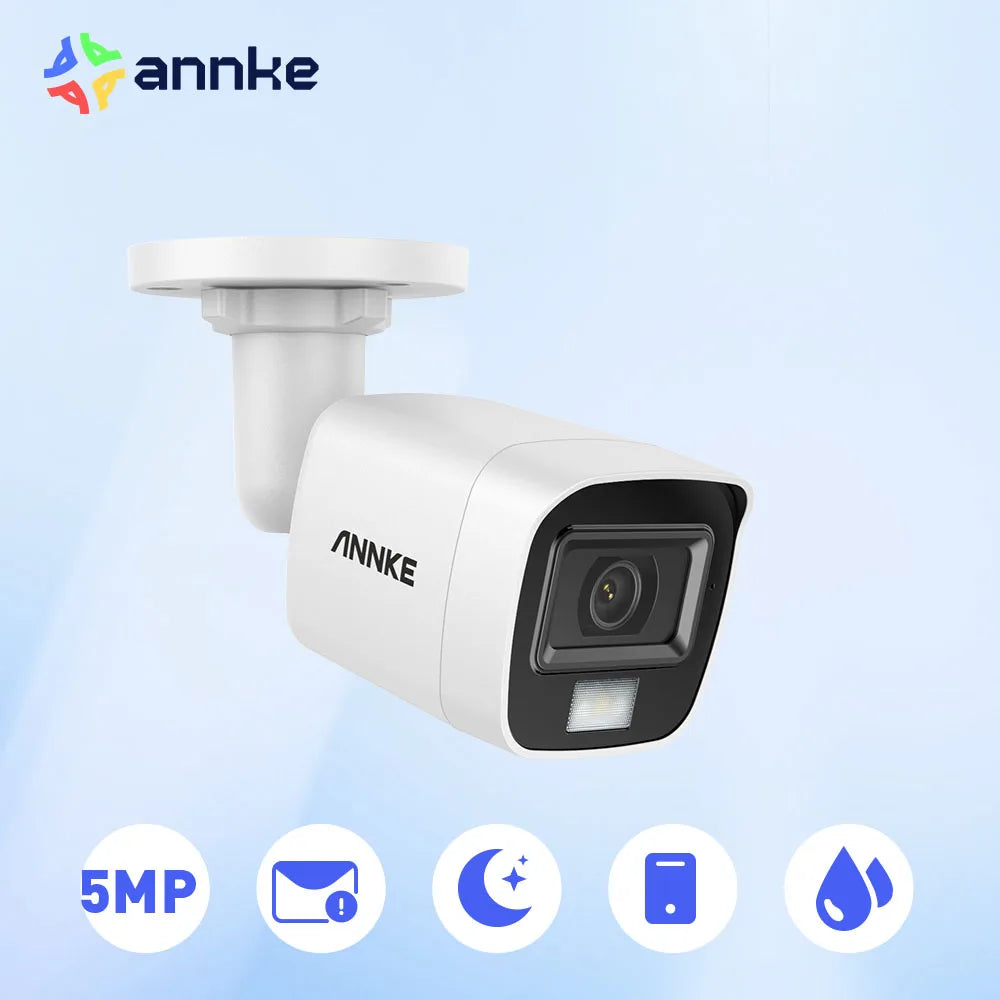 ANNKE 5MP Smart Light Video Surveillance Cameras 5MP Bullet Cameras Audio Recording Outdoor Weatherproof Security Cameras