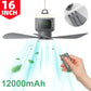 Large Size Remote Control Ceiling Fan 16 Inch USB Wireless Cooling Fan 12000mAh Portable LED Night Light Camping Fan Plus Size Ceiling Fan