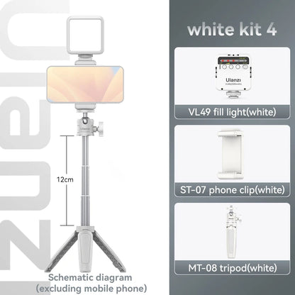 Ulanzi MT-08 Mini Tripod White Color Foldable Tripod Monopod  Mount 1/4'' Tripod Universal for DSLR Android iPhone Smartphone