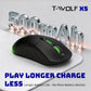 T-WOLF Tri Mode Gaming Mouse Wireless RGB Backlit 12800 DPI 2.4G Bluetooth Type-C Rechargeable Red Ergonomic 1000Hz