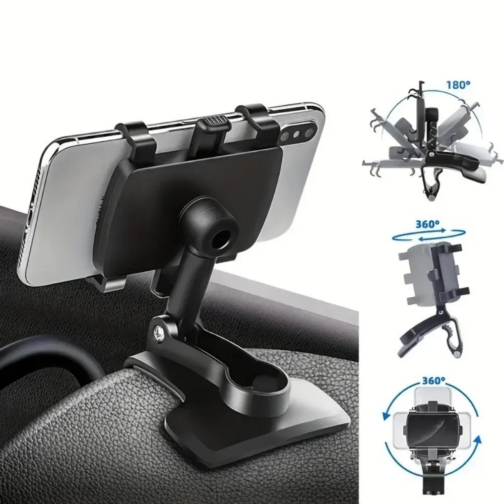 Rotation Car Phone Holder Universal Mobile Phone Holder Dashboard Easy Clip Mount Stand Cellphone Stand For GPS Navigation