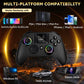 Wireless gaming controller with an interactive screen, compatible with PC, PS4, Switch, Android, and iOS devices. Features 4 programmable buttons, rapid-fire functionality, a 6-axis gyroscope, dual vibration feedback, and RGB