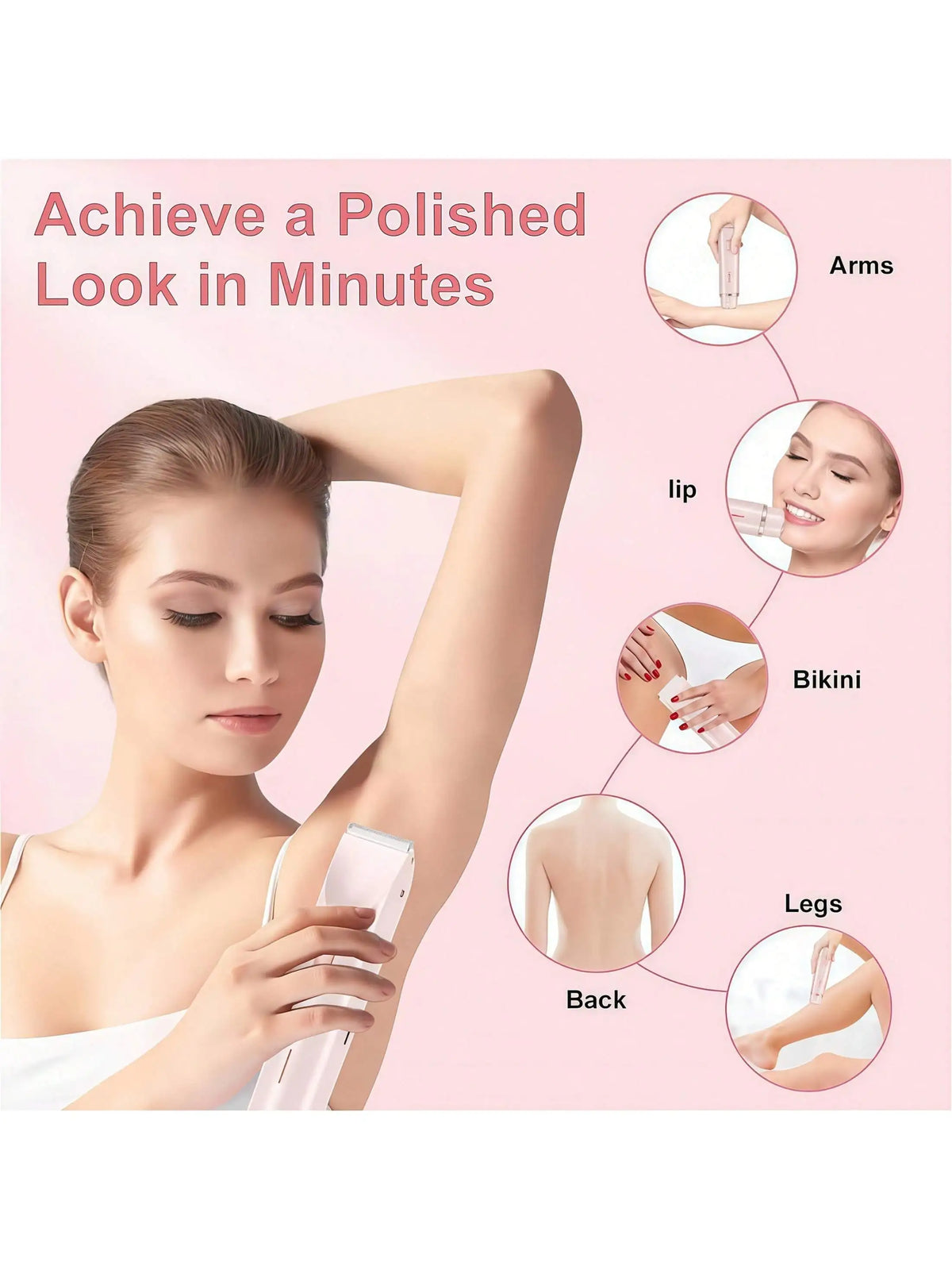 2-in-1 Ladies Electric Hair Trimmer - Bikini Shaving Tool, IPX7 Waterproof Dry/Wet Multi-Use Hair Trimmer, Ceramic Sharp Blades, USB Charging, Suitable for Facial, Underarm, Leg Hair, Portable Personal Hair Care Device, Ideal