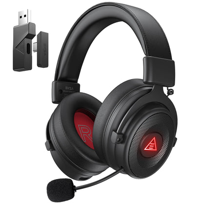 2.4GHz Wireless Headphones Bluetooth 5.0 Gaming Headset 3 Mode Connection ENC Noise Cancelling Mic 50H Playtime 50mm Drivers Low Latency Surround Sound Dual Chamber Audio for PC PS4 PS5 Xbox Switch