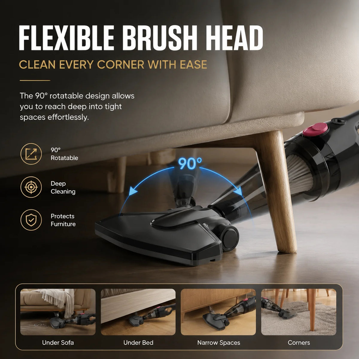 PBHPBH corded vacuum cleaner, 26kPa strong suction, 5-meter cord length, suitable for any environment in the home, pet hair is no problem, equipped with a crevice tool, corners can also be easily cleaned