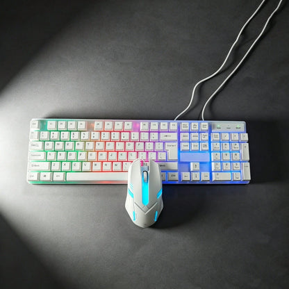 Wired USB Backlit Keyboard and Mouse Combo, Ergonomic Mechanical Feeling Gaming Keyboard & Mouse Kit, Plug Play Computer Accessories for PC Desktop Laptop Home Office Gaming