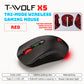 T-WOLF Tri Mode Gaming Mouse Wireless RGB Backlit 12800 DPI 2.4G Bluetooth Type-C Rechargeable Red Ergonomic 1000Hz