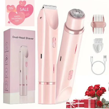 2-in-1 Ladies Electric Hair Trimmer - Bikini Shaving Tool, IPX7 Waterproof Dry/Wet Multi-Use Hair Trimmer, Ceramic Sharp Blades, USB Charging, Suitable for Facial, Underarm, Leg Hair, Portable Personal Hair Care Device, Ideal