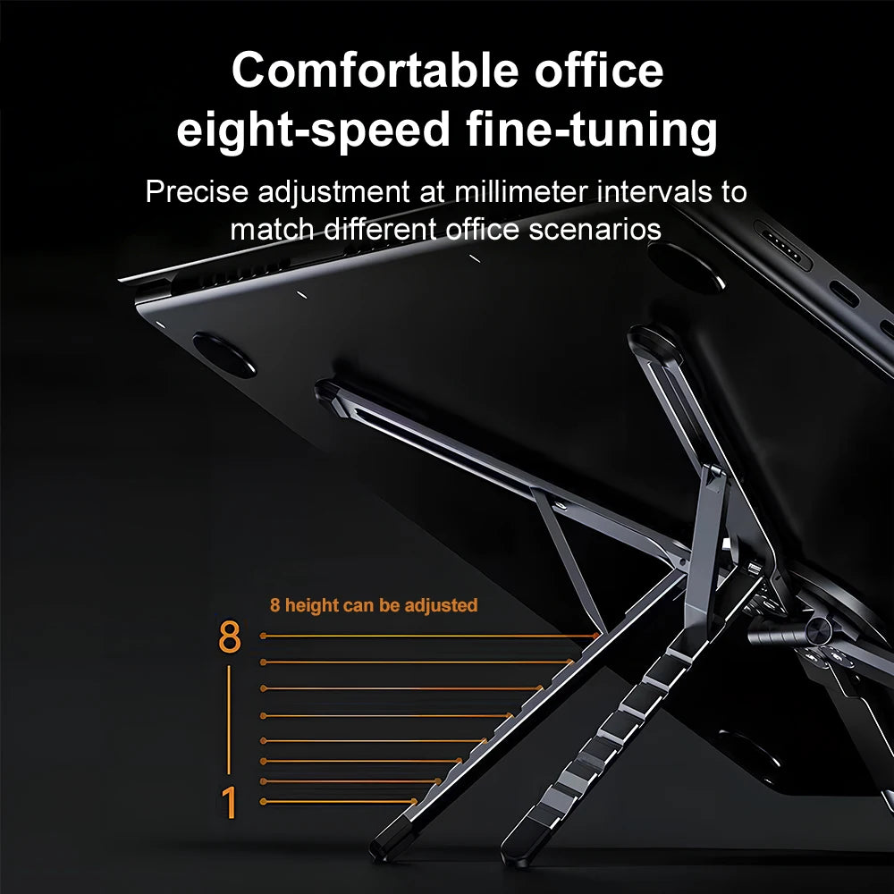 Multifunctional Aluminum Alloy Magnetic Laptop Stand Holder Mobile Phone Tablet Stand Portable Notebook Holder Mini Handheld Phone Tablet Holder Desktop Bracket  for Macbook iPhone Ipad MagSafe Live Vlog Office