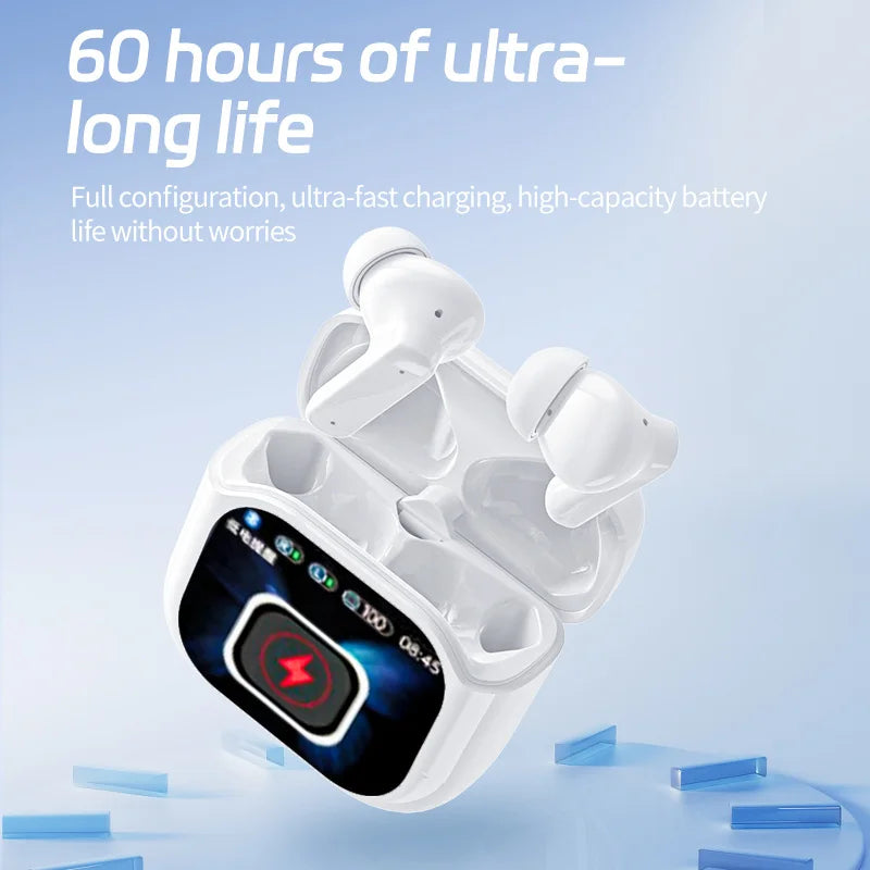 New LCD Color Screen Wireless Headphones with ANC Noise Cancellation, ENC, Low Power Consumption, BTV5.4, Sports-Style JM19 Headphones with an Ultra-Long Battery Life of 60 Hours