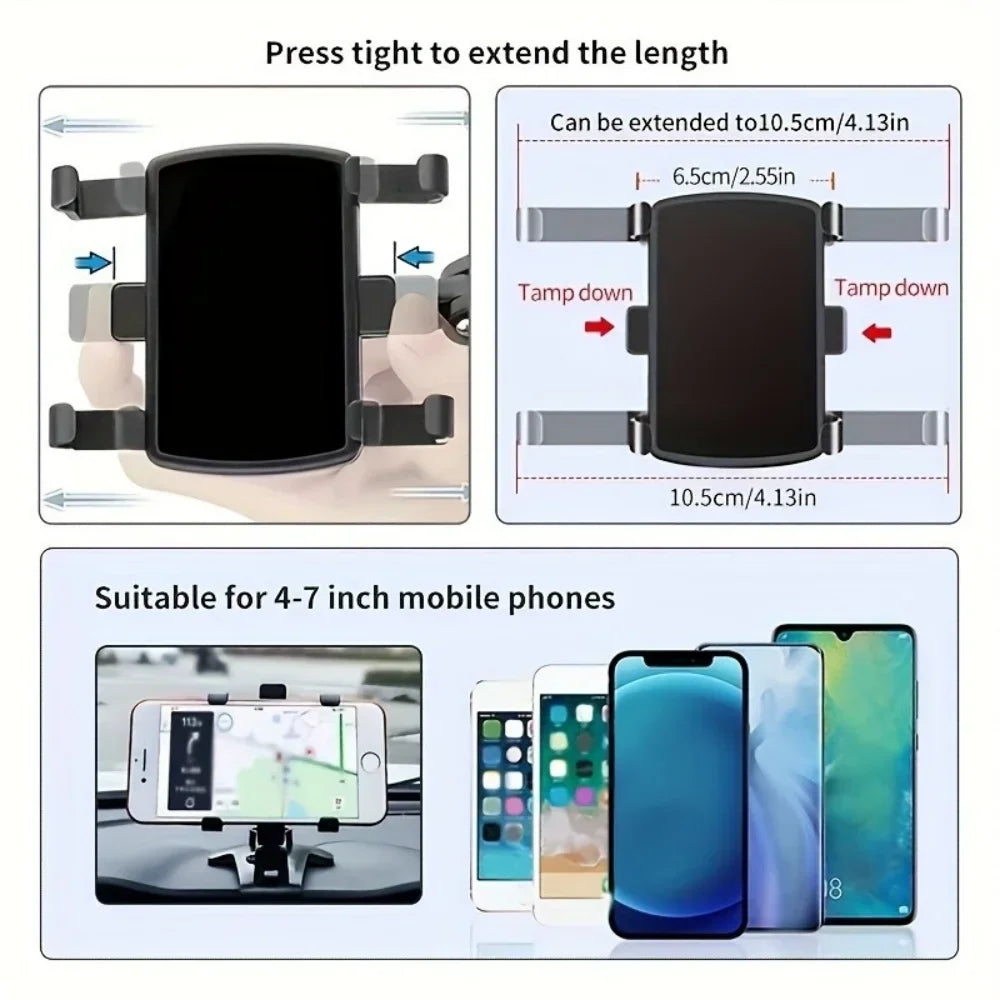 Rotation Car Phone Holder Universal Mobile Phone Holder Dashboard Easy Clip Mount Stand Cellphone Stand For GPS Navigation