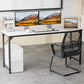 JHK Computer Office Desk Writing Study Office Gaming Table Modern Simple Style Compact Metal Frame Wood Tabletop Easy Assembly