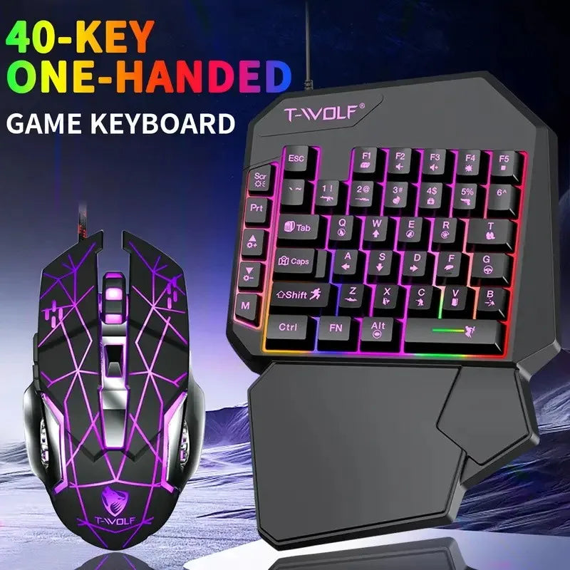FocusOnPC TF900 2-in-1 Mobile Gaming Converter Combo, One Hand Keyboard & Mouse Kit for PUBG Mobile & Other Smartphone Mobile Games  RGB Wired Gaming Keyboard Mouse Combo