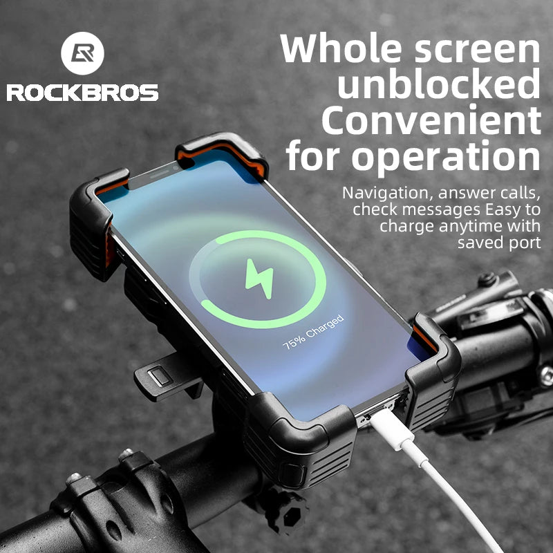 ROCKBROS Bicycle Phone Holder Motorcycle Electric Vehicle Phone Holder 4.5-7.2 inch Mobile Phone Stand Shockproof Bike Bracket
