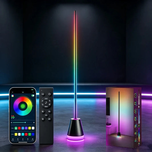 59inch RGB LED Corner Floor Lamp APP & Remote Control Timing Dimmable Standing Mood Light, Music Sync Ambient Light for Bedroom Gaming Room Live Streaming Decor