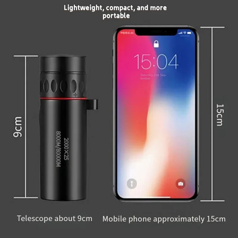 2000x25 HD Monocular Telescope Mini Portable Mobile Phone Telescope with Holder Outdoor Camping Hunting Birdwatching Telescopes