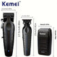 Kemei Black Haircut Three-Piece Set KM-2296 2299 1102 with Charging Base Electric Hair Clipper, Engraving Trimmer, Whitening Shaver, USB Rechargeable Professional Salon Full Haircut Tool Kit