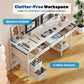 MCQ 47 Inch Office Computer Desk With 6 Fabric Drawers Standing Ergonomic Gaming Desk With Storage Shelves Reversible Gaming Desk For Home Office Small Space